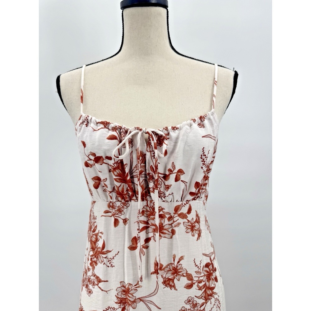 Monteau Floral Toile Babydoll Midi Dress Medium A-Line Stretch Cottagecore Event